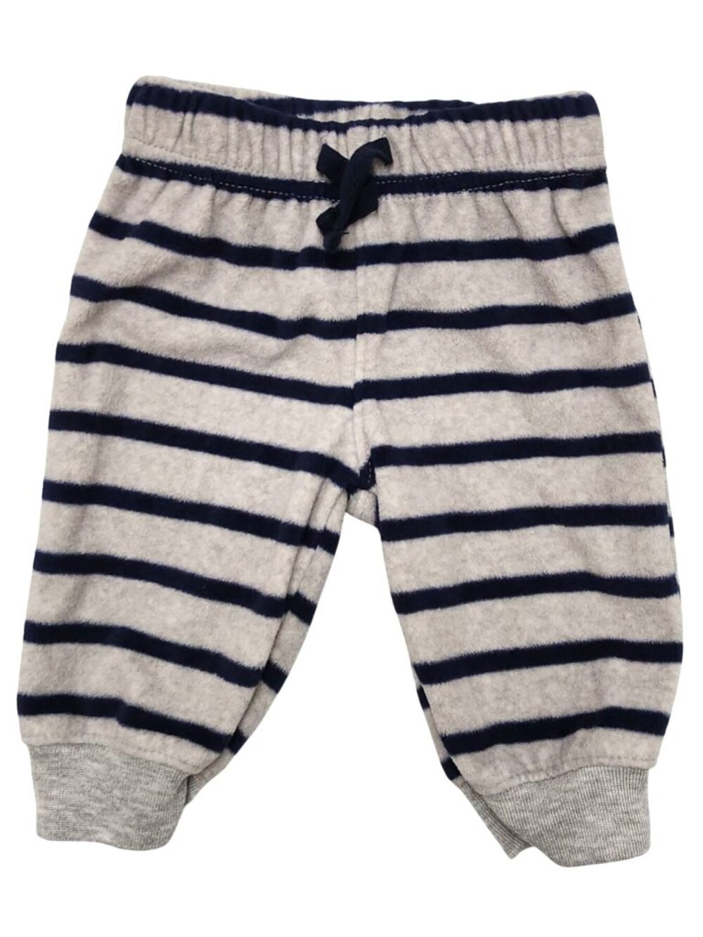 Baby Boy's Child of Mine Carter's Pants Fleece Navy Grey Striped Joggers 0-3 M
